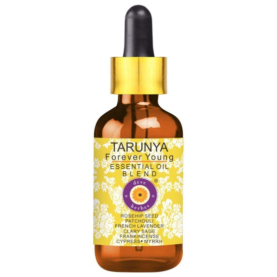 Tarunya - Forever Young - Anti Ageing Blend of Patchouli, Cypress, Clary Sage, Myrrh, Frankincense, French Lavender Essential Oils in Chilean Rosehip Oil