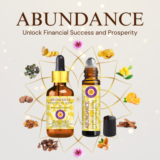 ABUNDANCE - Essential Oil Blend for Success & Wealth with Orange, Cinnamon, Geranium, Nutmeg, Clove , Myrrh, Ylang Ylang, Patchouli, Ginger, Frankincense Essential Oils