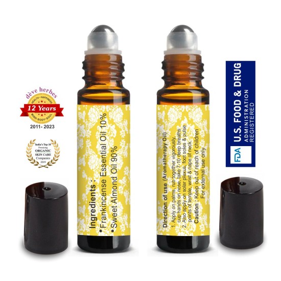 Deve Herbes Frankincense Essential Oil (Boswellia carterii) Pre Diluted Roll-on Blend 10ml